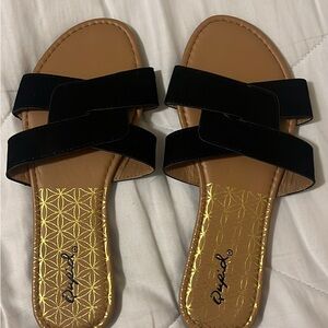Qupid Black and Brown Women's Sandals